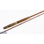 Rare Hardy Alnwick split cane fly rod No 55844 (1901) 10 ft 2pc 13 1/2 inch handle with brass