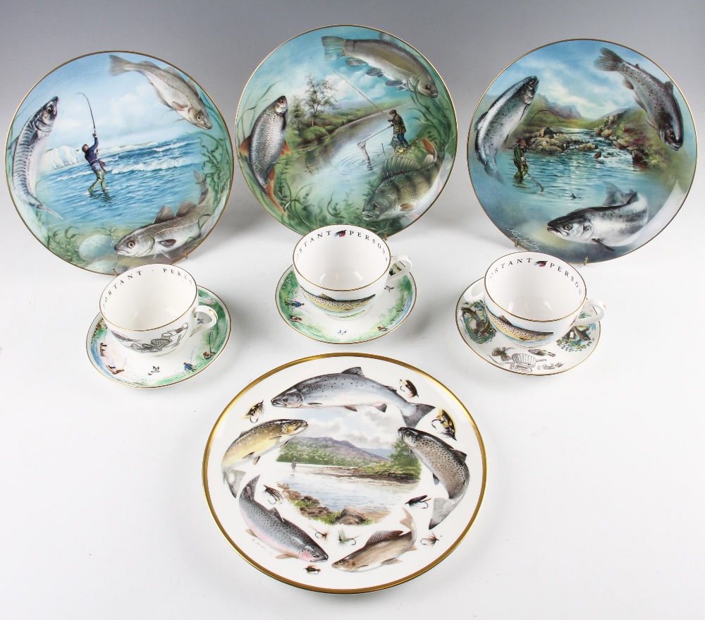 Coalport China Limited edition plates - Gone Fishing series sea fishing 834/5000, coarse fishing