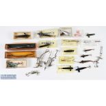 A selection of artificial baits, to include - 14x hairy spinners; 1x Hardy cased 1oz casting weight;