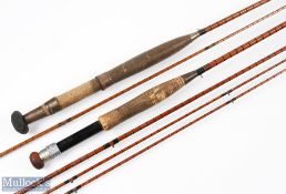 Unnamed split cane fly rod 10' 3pc with spare tip, alloy sliding reel fitting, red agate butt/tip