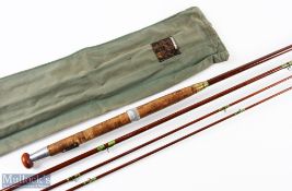 Hardy Alnwick whole cane fly rod G10.56, 12' 3pc with spare tip (tip ring crushed), alloy sliding