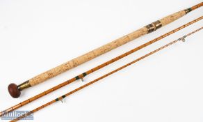 J J S Walker-Brampton Alnwick steel centred split cane pike rod No 14606 11' 6" 3pc, 26" handle with