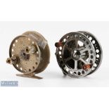Grice & Young "The Jecta" centre pin/trotting reel, 3 1/2" caged spool, 3 screw latch, twin xylonite