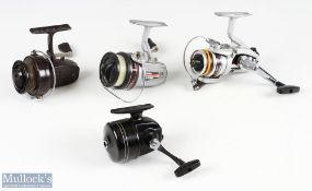 A collection of Daiwa fixed spool reels, in a large zipped case - 1x 1000X fixed spool, good bail,