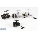 A collection of Daiwa fixed spool reels, in a large zipped case - 1x 1000X fixed spool, good bail,