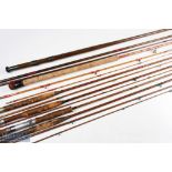 5x Various Rods - Unnamed Greenheart salmon rod 12ft 6" approximate solid wood tapered handle number