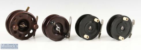 A collection of centre pin reels, comprising: 1x Modernite Pixie Bakelite reel, 4" spool, wing nut