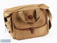 Ralph Lauren made for Safari canvas and leather bag with PVC lining, 13" x 11" x 6", open back