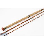 Bernard & Son, St James, London split cane salmon fly rod 12' 6" 3pc, 23" handle with alloy