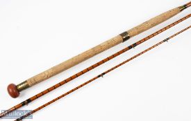 Bernard & Son, St James, London split cane salmon fly rod 12' 6" 3pc, 23" handle with alloy