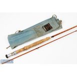 Foster Bros of Ashbourne split cane fly rod 8' 6" approx., 3pc, alloy sliding reel fittings and