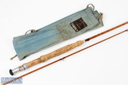 Foster Bros of Ashbourne split cane fly rod 8' 6" approx., 3pc, alloy sliding reel fittings and