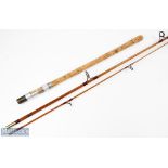 A rare Bonnie Rods 550 Mk IV split cane carp rod, 10' 2pc with 24" detachable handle, lined rings