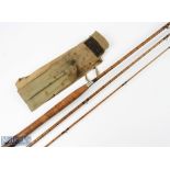 Allcocks split cane fly rod with diamond gold whipping 10' 9" 3pc, brass (tarnished) sliding reel