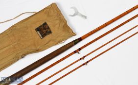 Hardy Alnwick "The Hardy Salmon Fly" steel centred palakona split cane fly rod (A402.82 1904), 14'