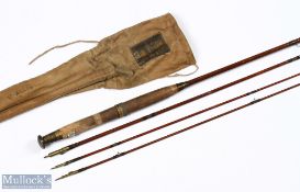 Hardy Alnwick Greenheart fly rod (B22060. 1919) 9' 3pc plus spare tip, brass sliding reel fittings