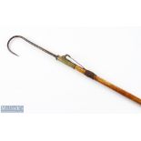 Hardy Alnwick wading staff/gaff 57" whole cane shaft with brass gaff holder and sprung strap