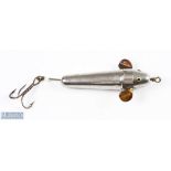 Rare Leonard Crossle Gravity Minnow with removable head, body measures 2 3/4" stamped Rd 10166, with