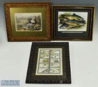10x Faulkners Angling cigarette cards -Fishing: mounted and framed part set 35cm x 30cm, plus