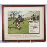 Chas. Crombie Rule XIII Fishing Print 'Worm casts may be removed without penalty', in colour, framed