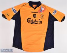 2001 Liverpool v Cardiff Cup Final Replica Football Orange Away Shirt, Reebok 42" 44" short sleeve
