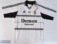 1999/01 Fulham FC home football shirt in white Adidas / Demon Internet, size 46", short sleeve