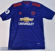 2016/17 Manchester United away football shirt in blue, Adidas / Chevrolet, size XL, short sleeve