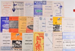 Collection of England Youth home programmes to include 1956 Wales, Switzerland, 1957 Rumania, Spain,