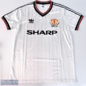 1983 Manchester United FA Charity Shield Wembley retro football shirt in white, Adidas / Sharp, size