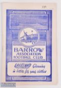 1953/54 POSTPONED: Barrow v Accrington Stanley Div. 3 (N) match programme 6 February 1954; fair/good