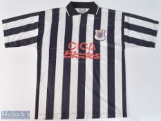 Arbroath FC away football shirt in black and white, CICA Blades, no sizes apparent but appears L/XL,