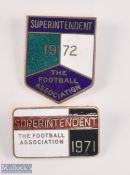 1971 + 1972 The FA Association Superintendent Enamel Badges (2)