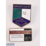 1971 + 1972 The FA Association Superintendent Enamel Badges (2)