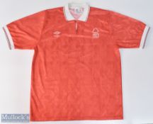 1990/92 Nottingham Forest home football shirt in red, Replikit label, Umbro, indistinct label,