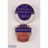 1954 + 1956 The FA Association Superintendent Enamel Badges (2)