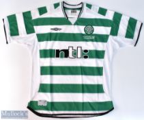 2002/03 Celtic 'Champions 2001/02' home football shirt in green and white, Umbro/NTL, size L,