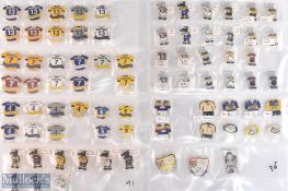 Leeds Rugby League enamel badge selection features Rhino badges, Shirt badges, varying styles,