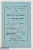 1948/49 Truro City v Plymouth Argyle 'special guarantee match' at Truro 20 April 1949, 4 pager;