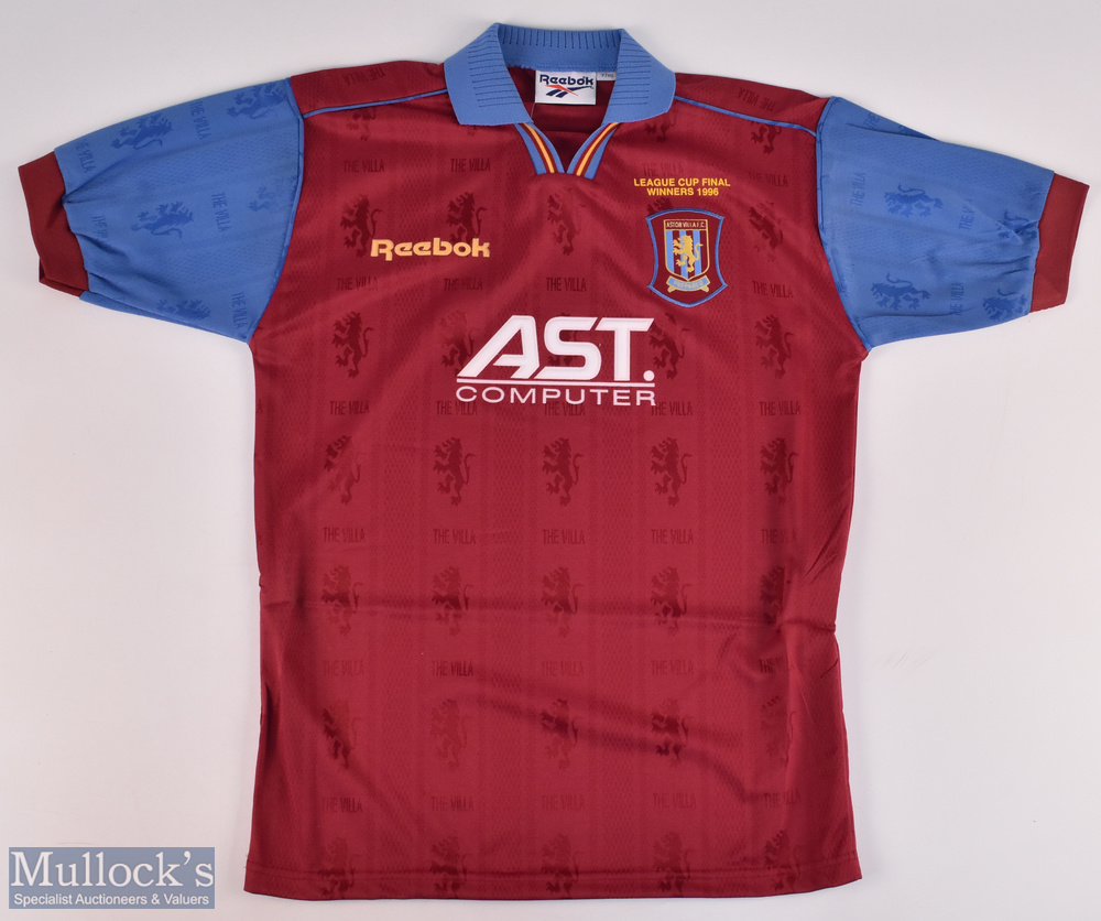 1996 Aston Villa League Cup Winners Commemorative Replica Football Shirt, made by Reebok size youths