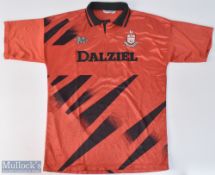 1993/95 Airdrieonians away football shirt in red Matchwinner/Dalziel, size 42/44, short sleeve No.
