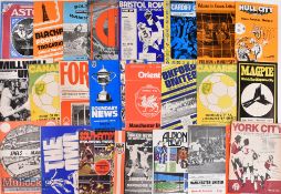 1974/75 Manchester Utd Div 2 away programmes Aston Villa, Blackpool, Bolton Wanderers, Bristol City,