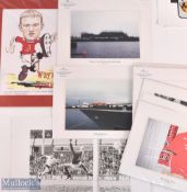 Collection of prints with signatures, to include Ryan Giggs, Denis Law, Bryan Robson, Pat Crerand,