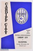 POSTPONED: 1968/69 Cardiff City v Blackpool Div. 2 match programme 18 January 1969; good. (1)