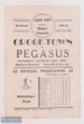 1951/52 FA Amateur Cup Crook Town v Pegasus match programme 12 January 1952 at the Millfield Ground;