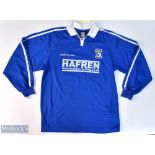 Cardiff City FC 'Cardiff City Ladies' embroidered home football shirt in blue, Hafren-Roofing,