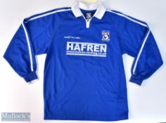 Cardiff City FC 'Cardiff City Ladies' embroidered home football shirt in blue, Hafren-Roofing,