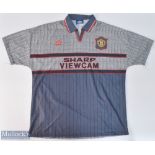 1994/96 Manchester United away football shirt in grey Umbro/Sharp Viewcam, size XL, short sleeve