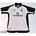 2001/02 Centenary Manchester United reversable away football shirt in gold and white, Umbro /