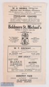 1956/57 Boldmere St Michael's v Pegasus friendly match programme 9 February 1957 at Church Road,