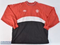 1990s Manchester United 'Academy' training sweatshirt Umbro, in red, white and black, size XL, Sharp